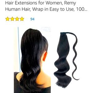 Long Black wrap around pony tail. Body wave with soft silky synthetic fiber
